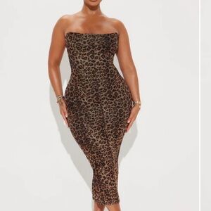 Fashion Nova Strapless Animal Print Dress